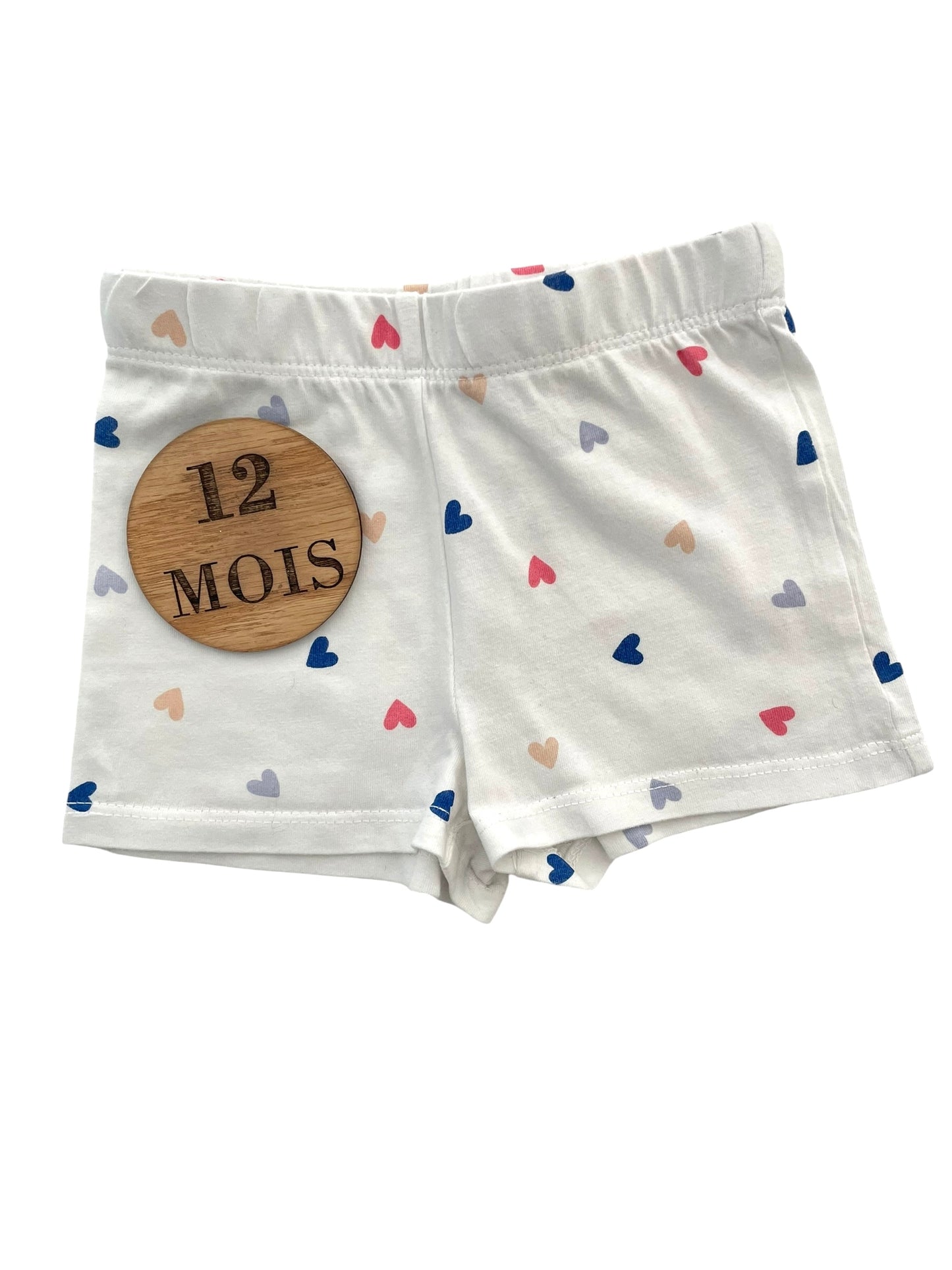 Short coton blanc, cœurs, Kiabi