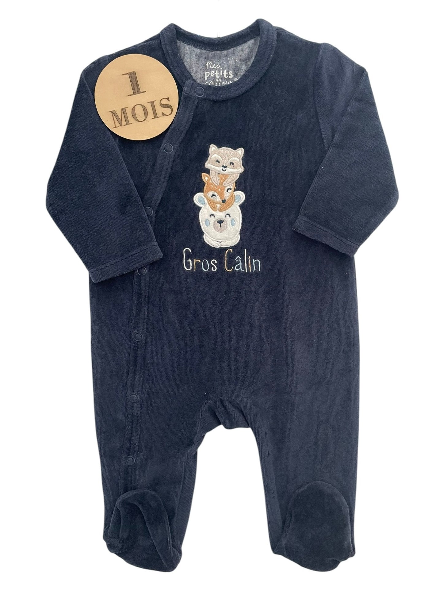 Pyjama velours, bleu-nuit, Mes petits cailloux