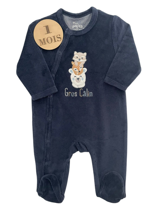 Pyjama velours, bleu-nuit, Mes petits cailloux