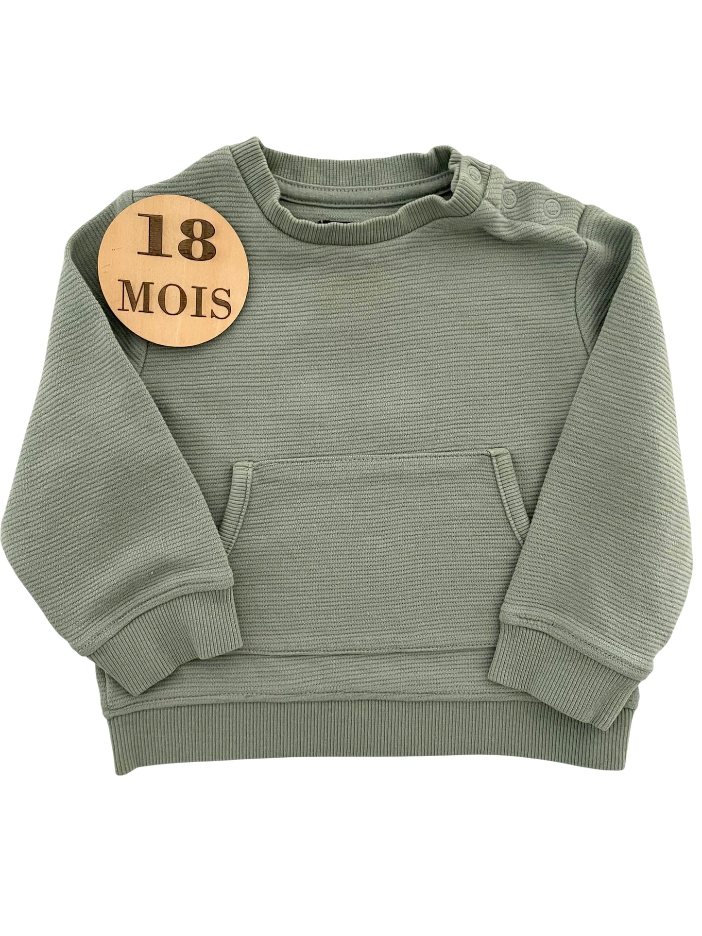 Pull fin côtelé, vert, Kiabi