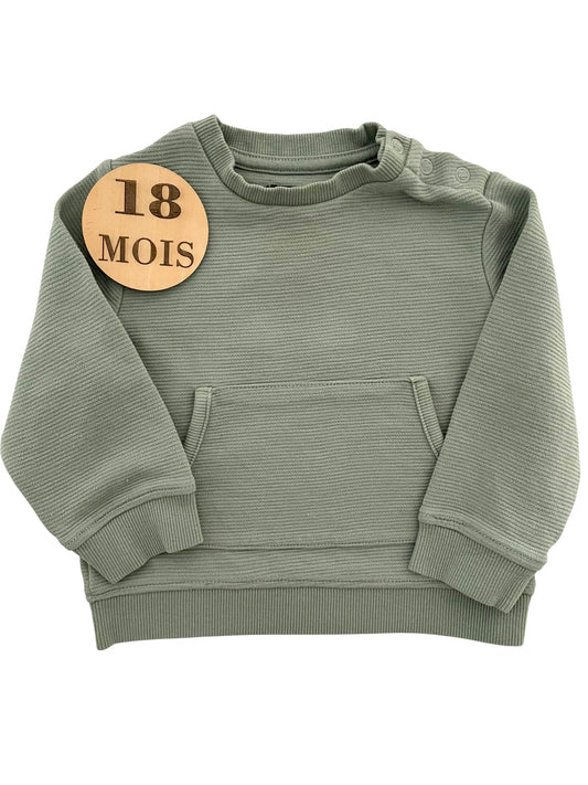 Pull fin côtelé, vert, Kiabi