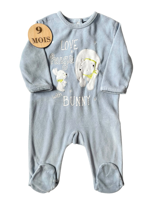 Pyjama velours bleu-ciel, Kiabi