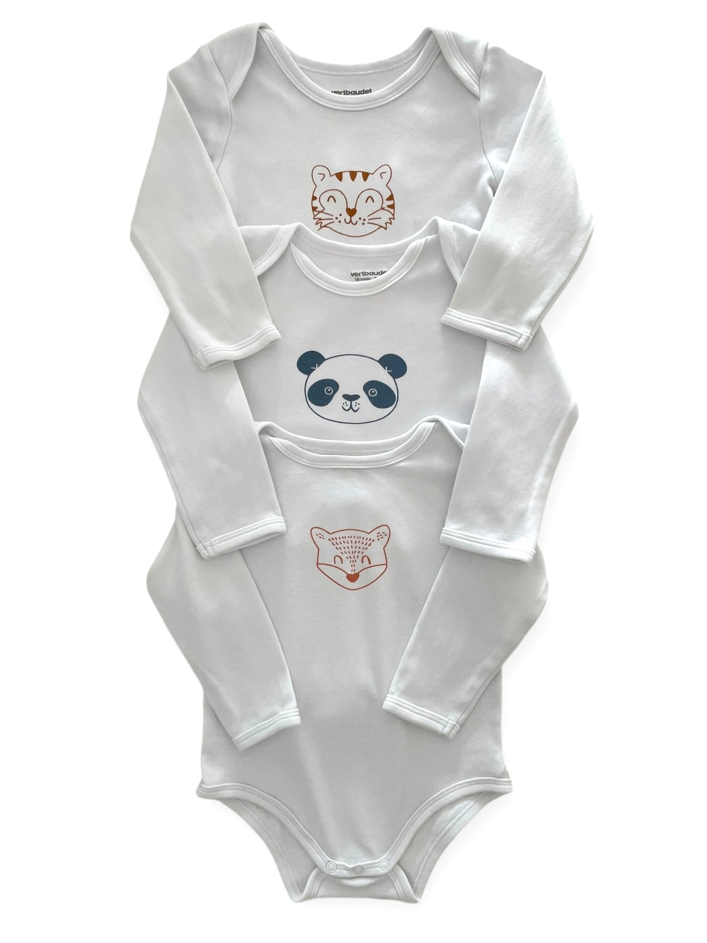 Lot 3 bodies blancs, Vertbaudet