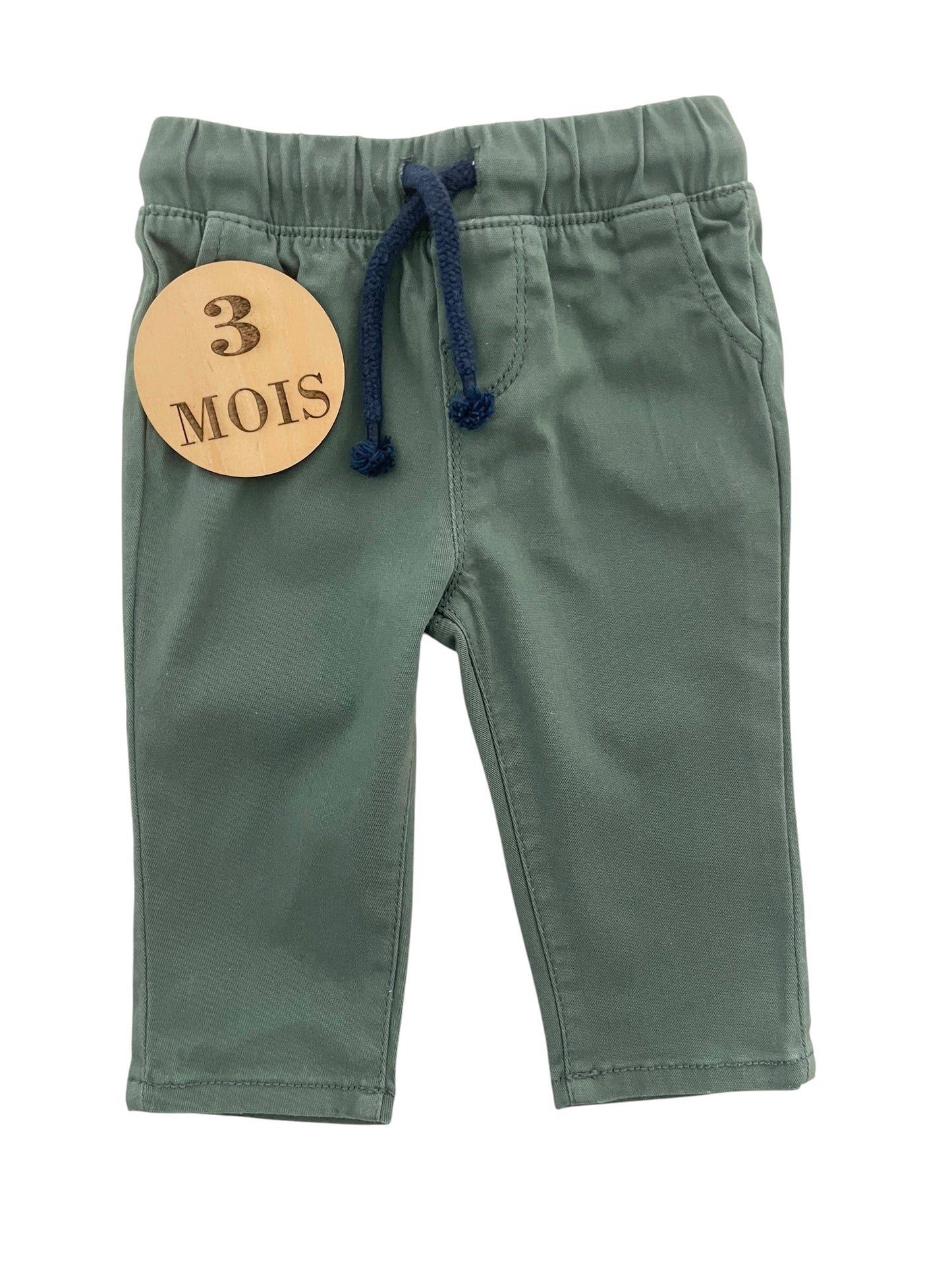 Jean, vert d’eau, taille élastique, In extenso