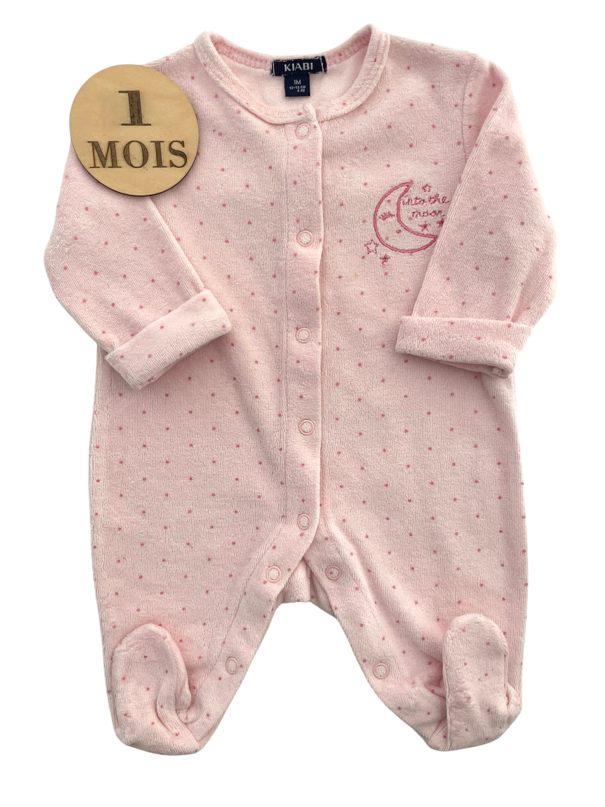 Pyjama velours, rose à pois, Kiabi