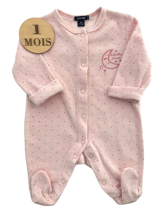 Pyjama velours, rose à pois, Kiabi