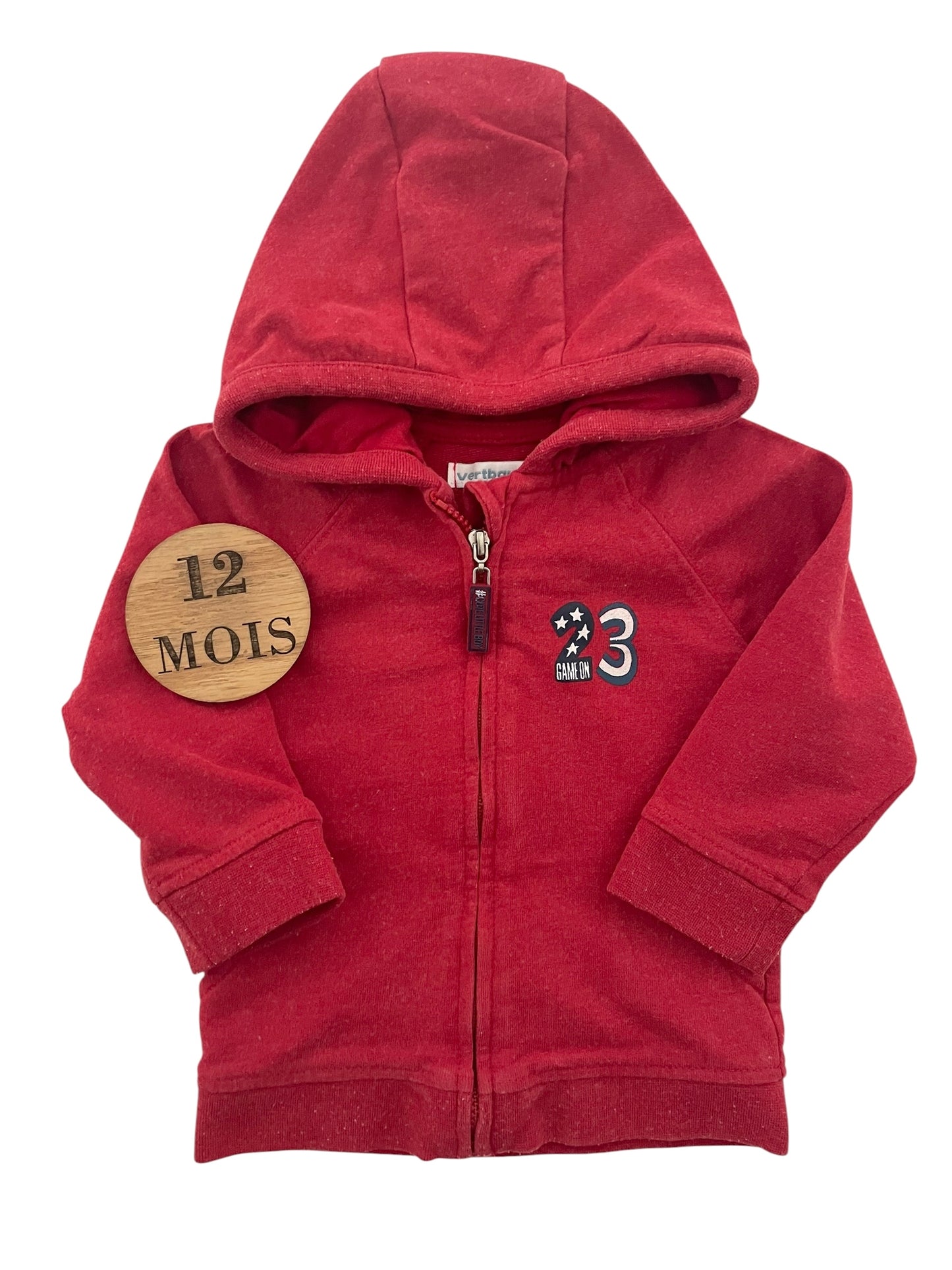 Gilet à capuche, rouge, Vertbaudet