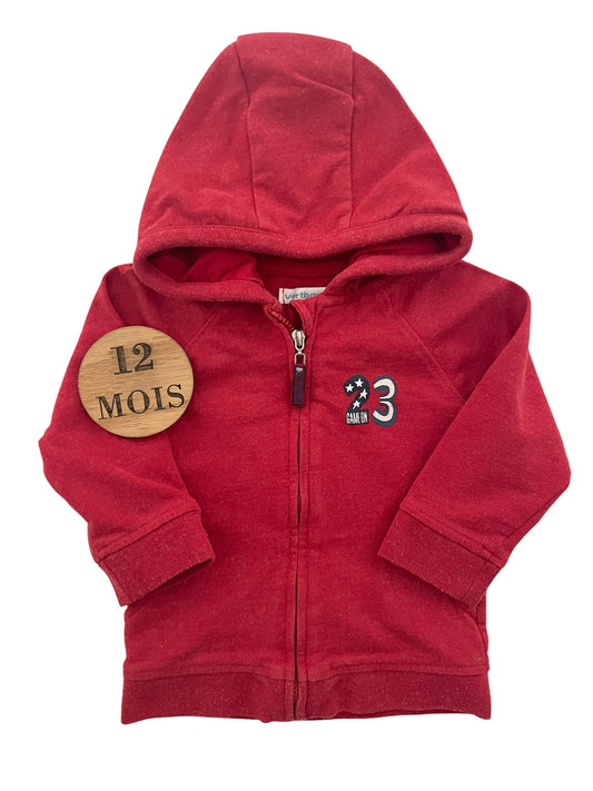 Gilet à capuche, rouge, Vertbaudet