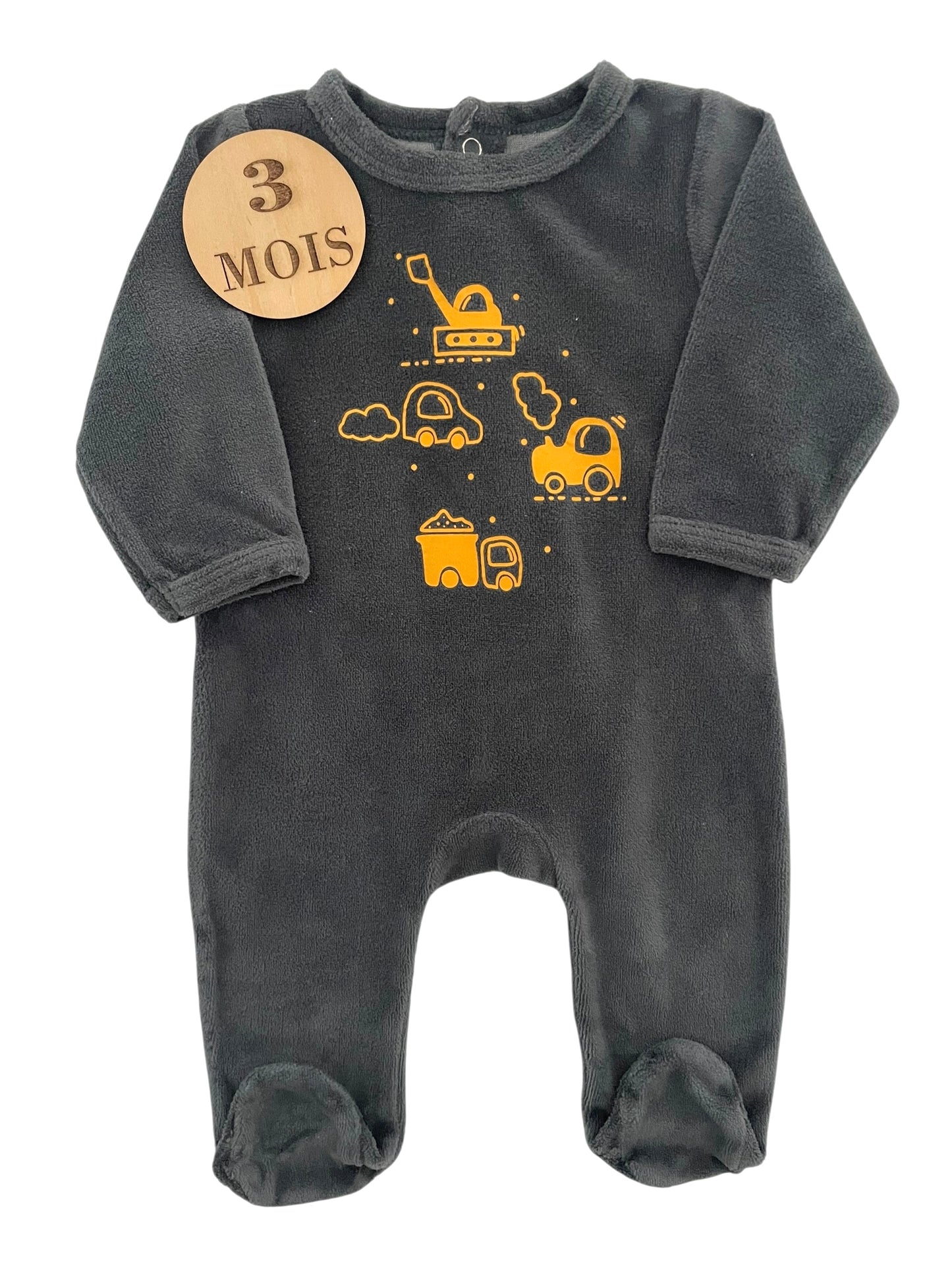 Pyjama velours gris foncé, mots d’enfants