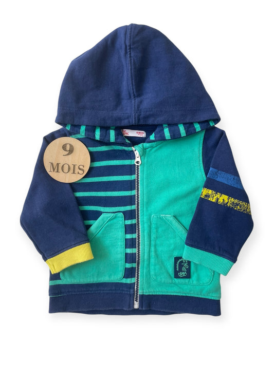 Gilet à capuche, bleu-marine et turquoise , DPAM