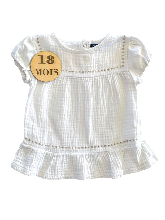 Blouse blanche gaze de coton, Kiabi