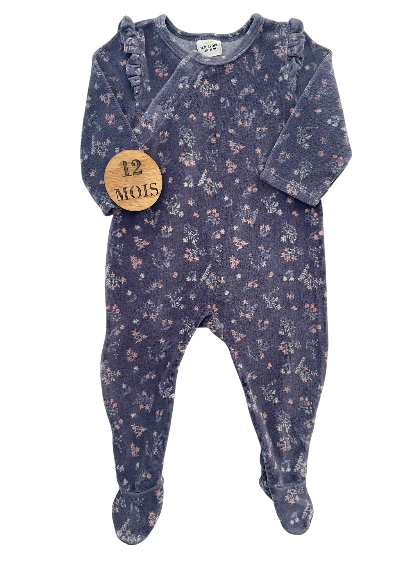 Pyjama bleu-nuit, fleuri, TAO