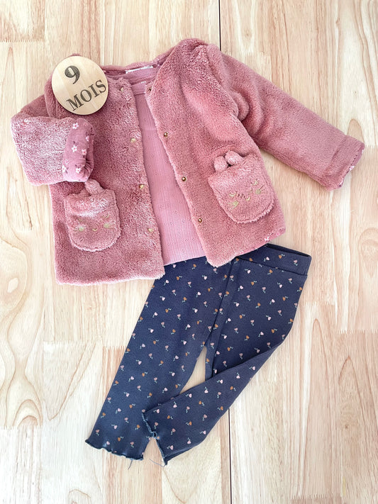 Ensemble 3 pièces, gris et rose, DPAM / Kiabi