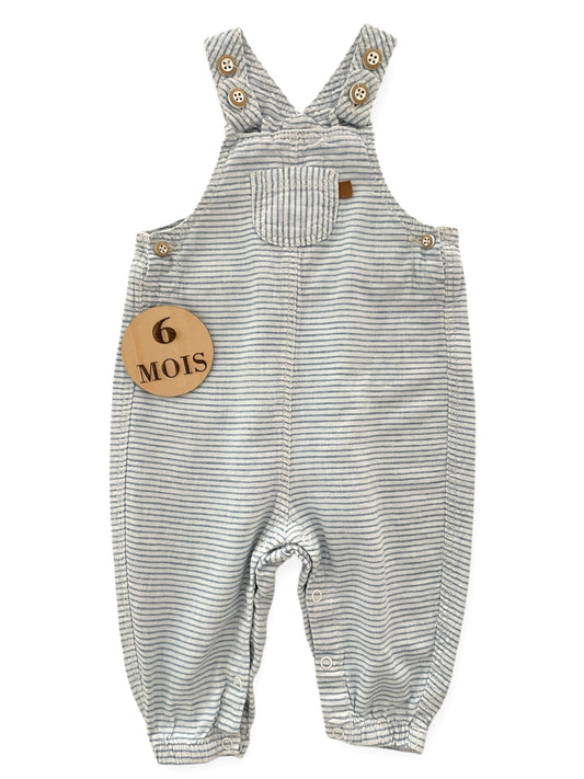 Salopette effet lin, rayée, écrue  et bleue, H&M