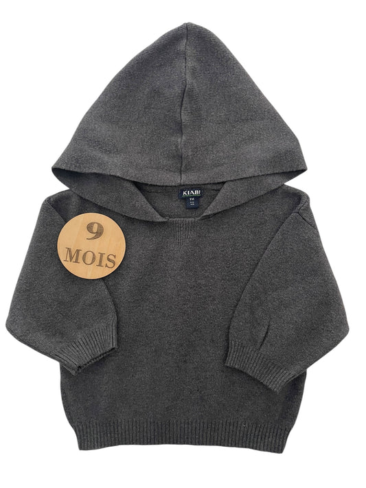 Pull fin à capuche, gris, Kiabi