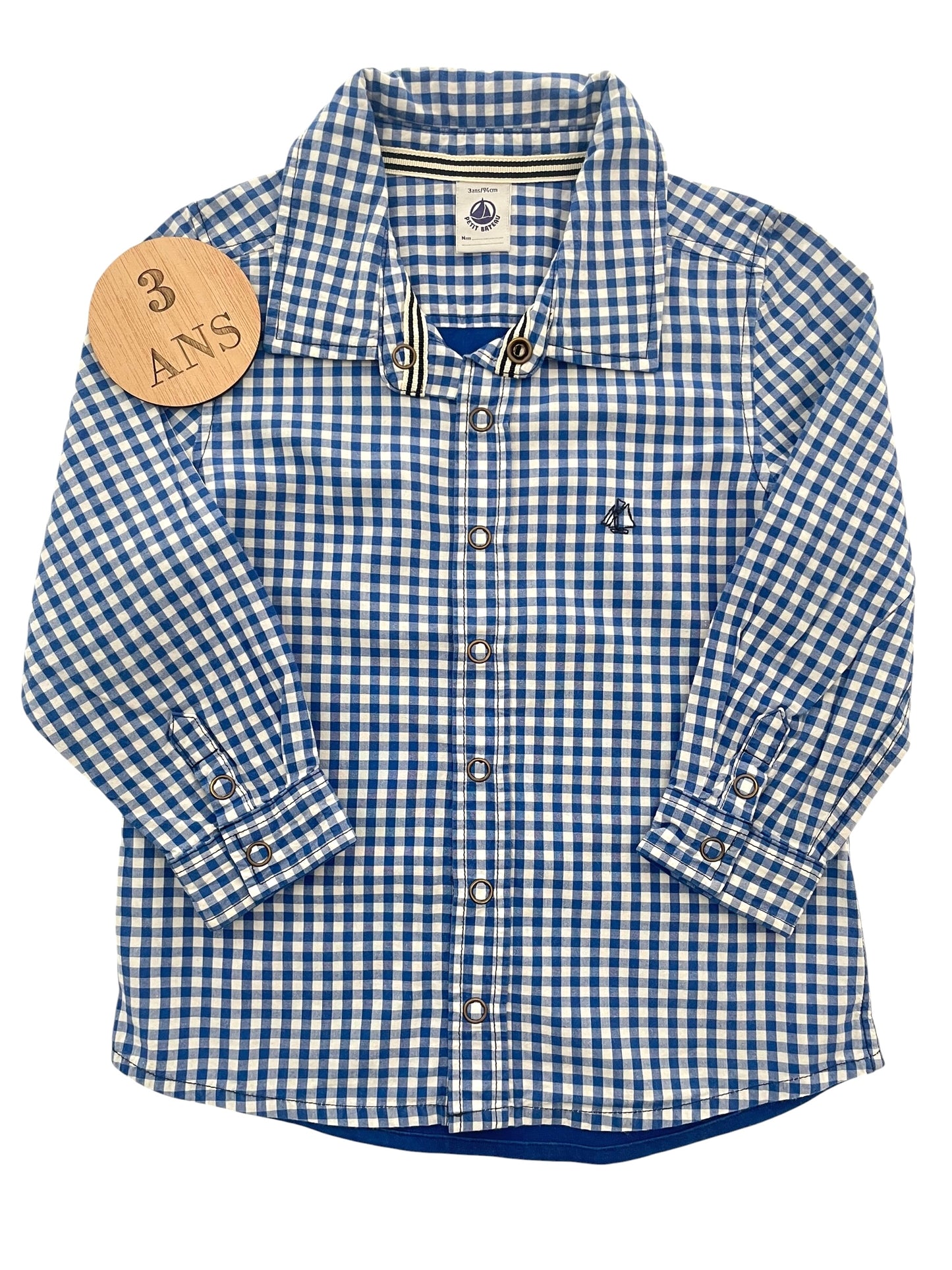 Chemise vichy bleue, Petit Bateau