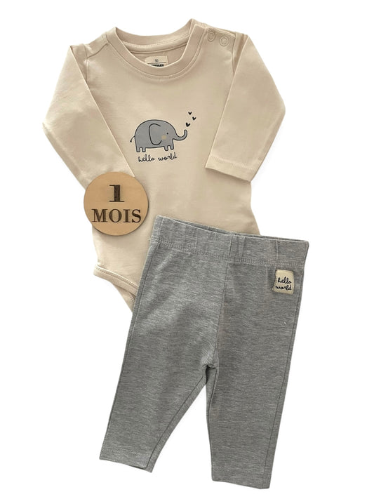 Ensemble body et legging, éléphant
