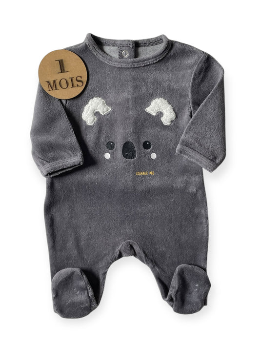 Pyjama velours, gris, koala, Kiabi