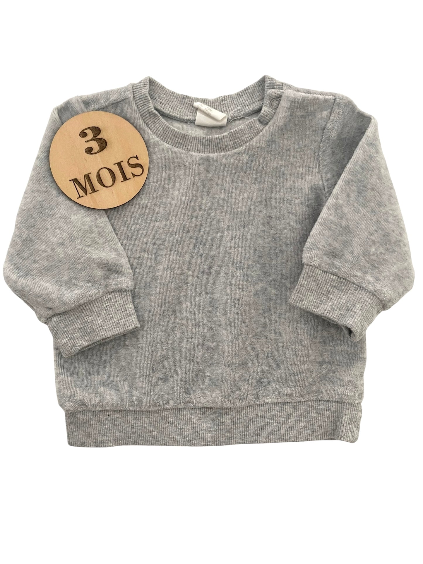 Sweat gris, velours, H&M