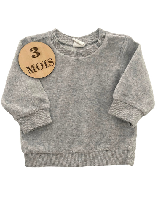 Sweat gris, velours, H&M