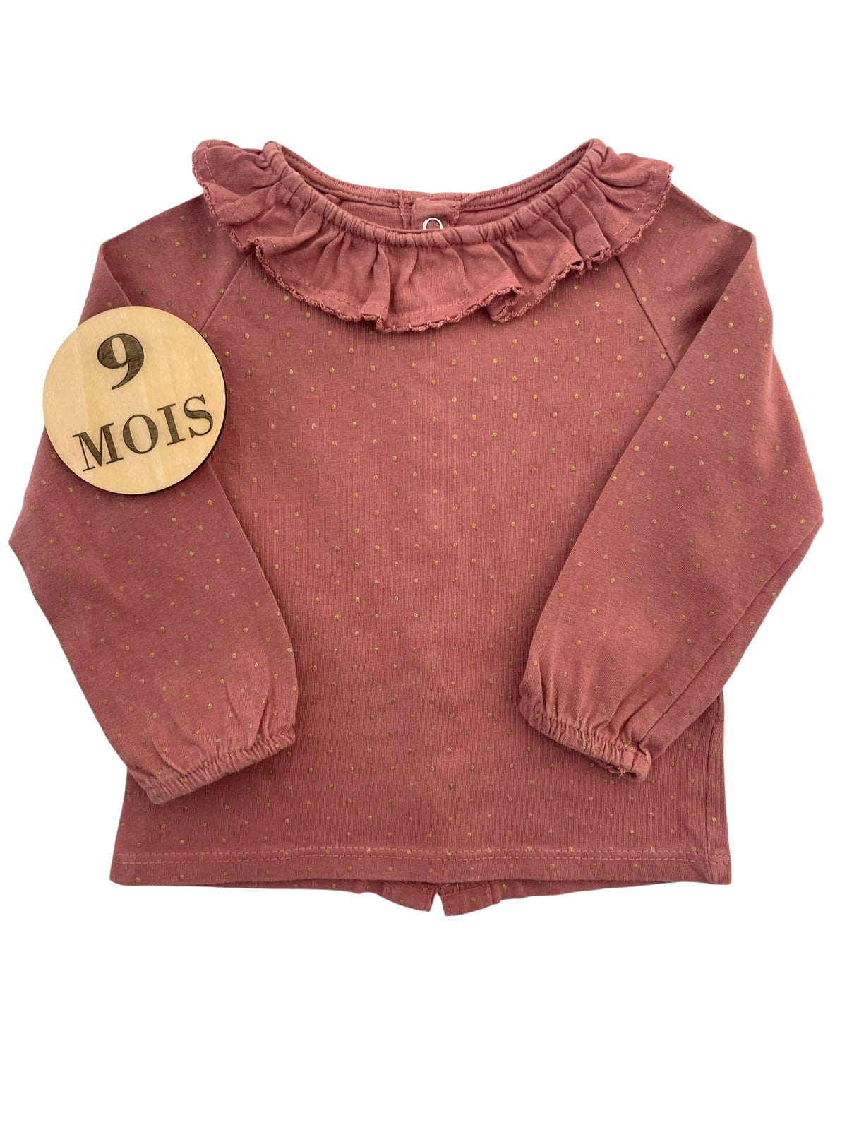 Tee-shirt à col, vieux rose, Kiabi
