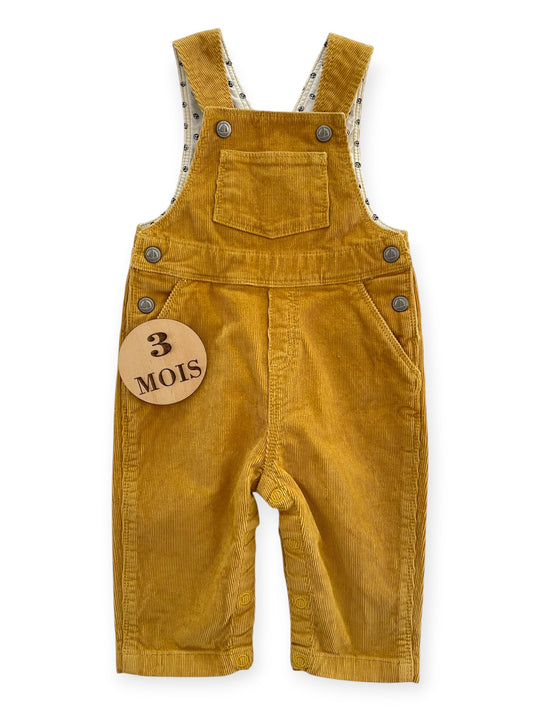 Salopette en velours, moutarde, Petit Bateau