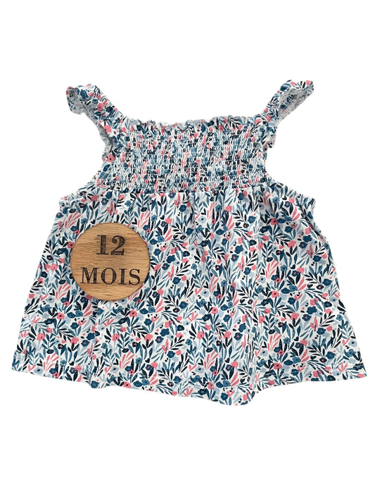 Débardeur bleu fleuri, Gémo