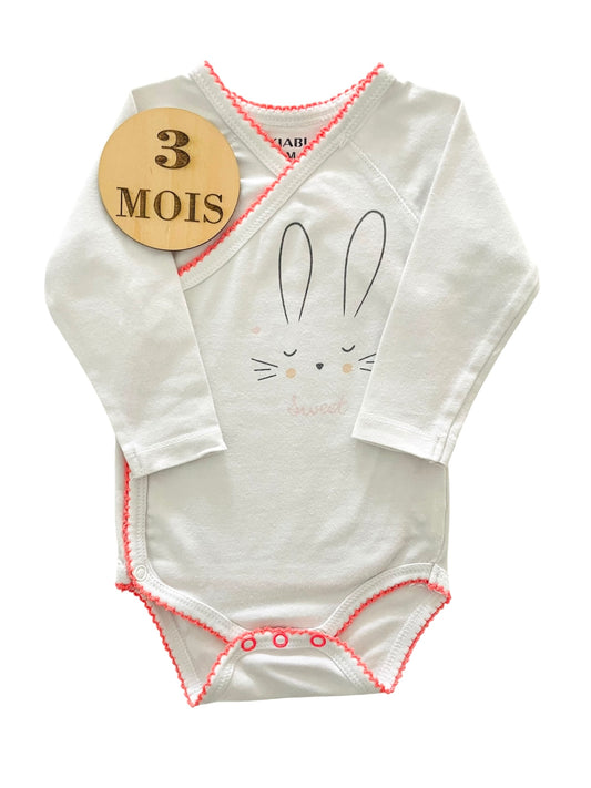 Body blanc, lapin, Kiabi