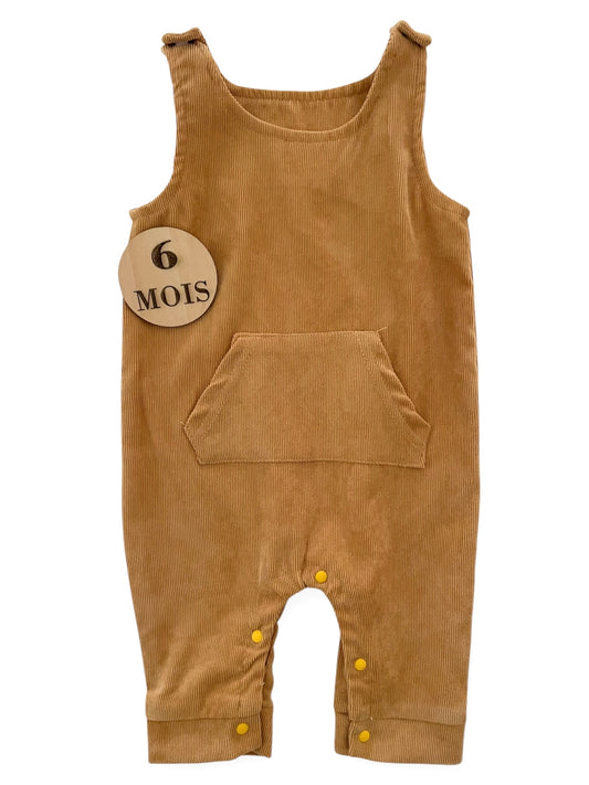 Salopette velours côtelé fin, caramel