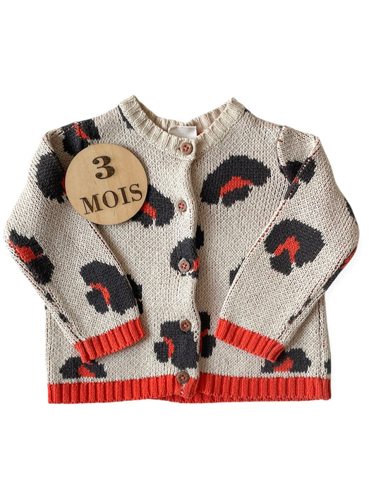 Gilet écru, noir et orange, Hema