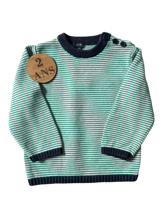 Pull en mailles, rayé vert, Kiabi