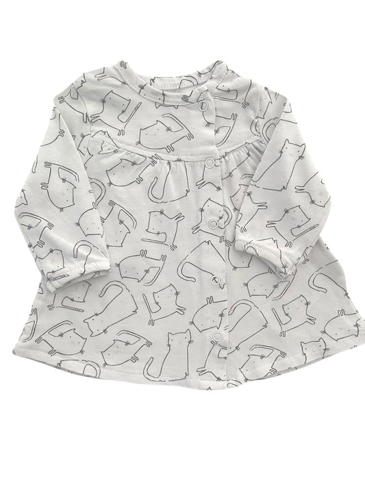 Robe / tunique blanche, chat, Vertbaudet