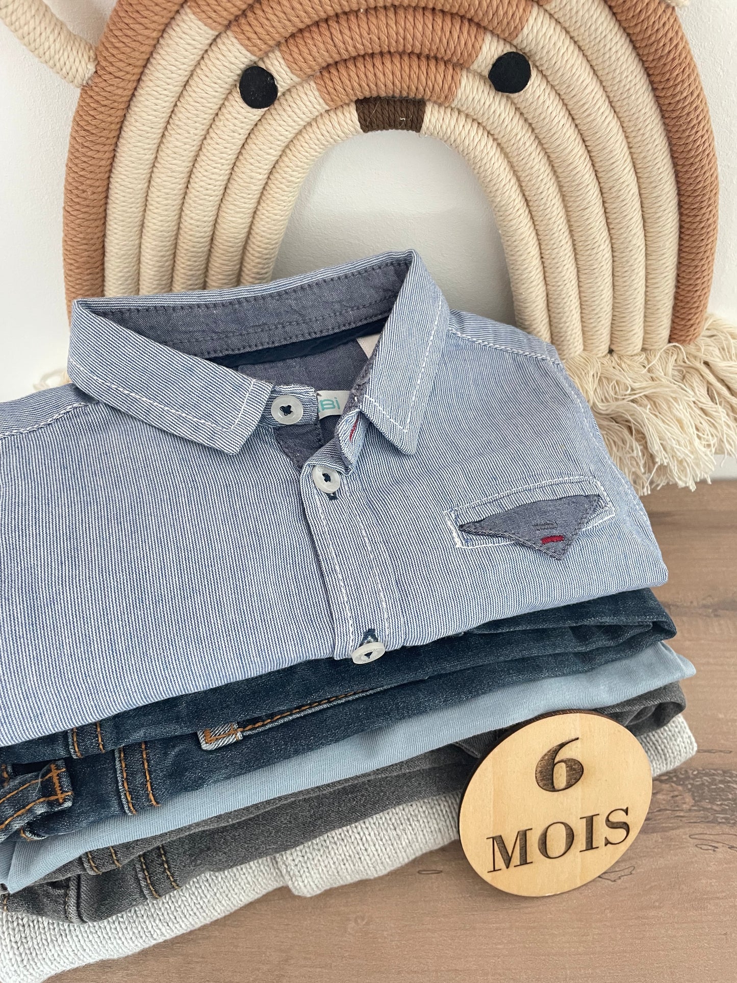 Box, 5 pièces, mi-saison, 6 mois (gris et bleu)