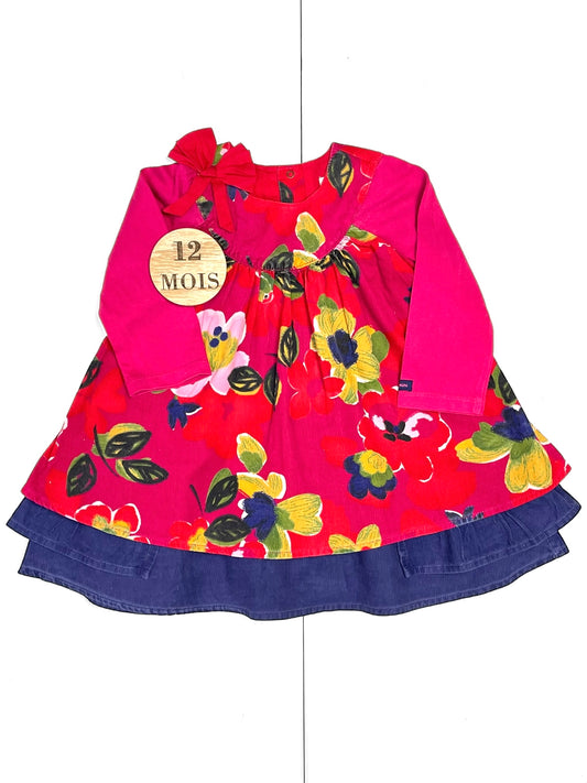 Robe fleurie velours côtelé , doublée, Catimini