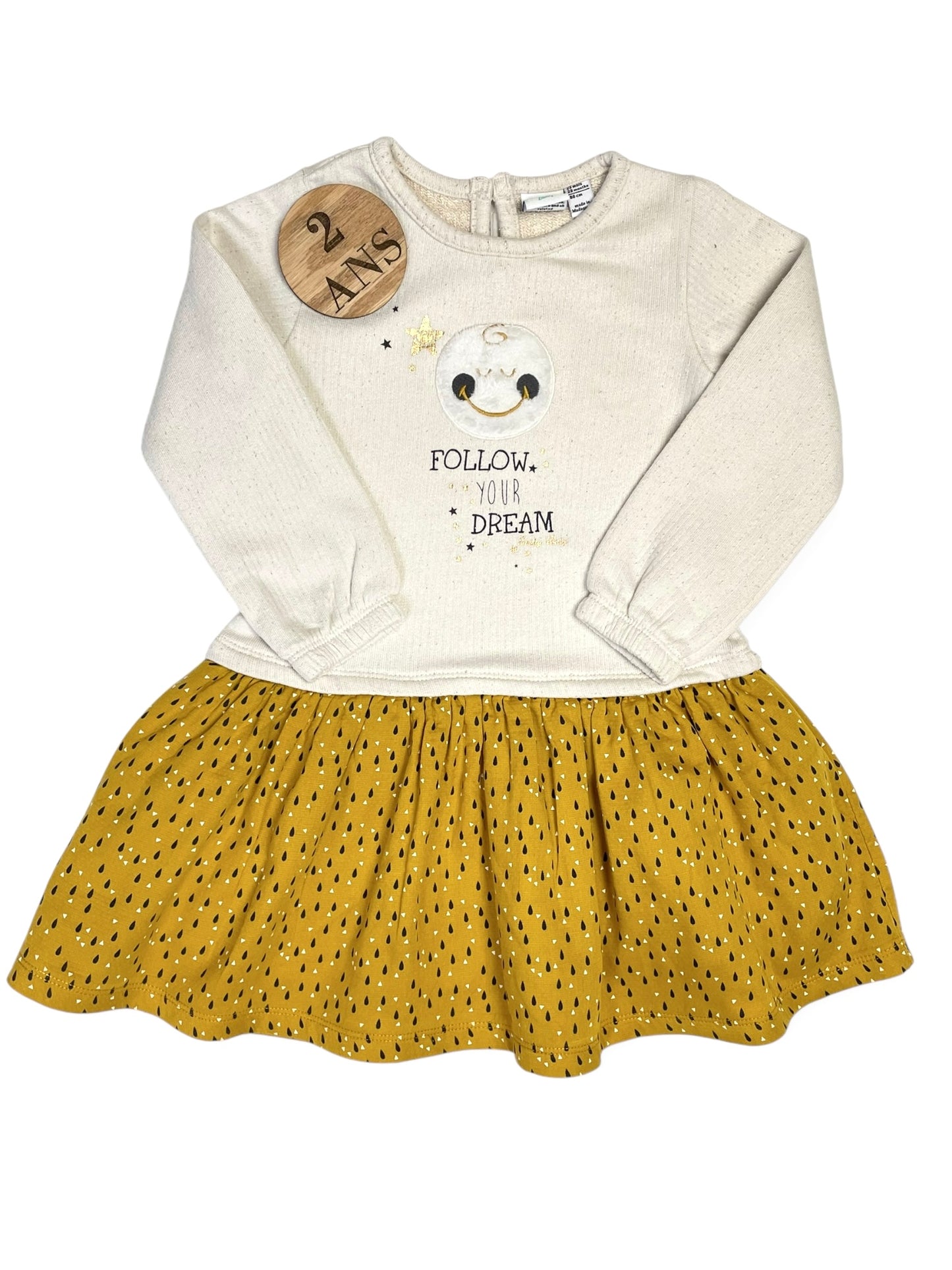 Robe sweat, jupe doublée, Smiley Baby