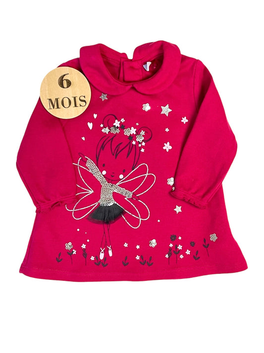 Robe col claudine, rose, fée