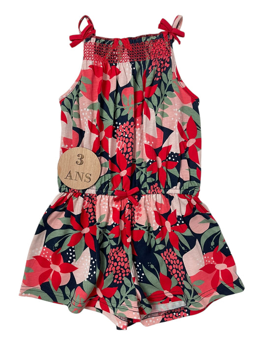 Combishort rouge fleurie