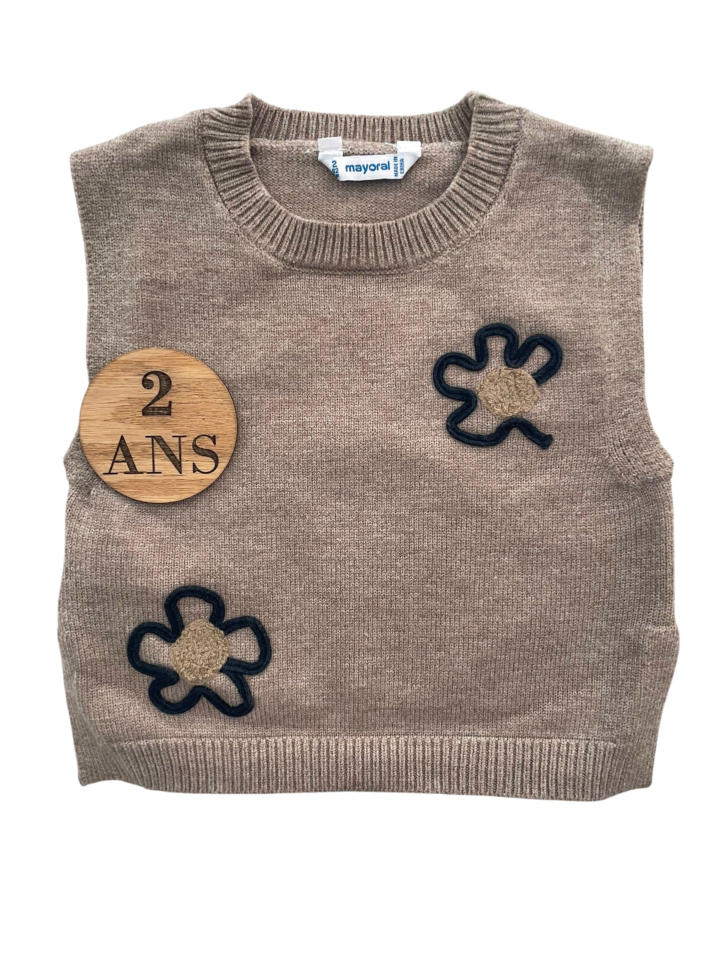 Pull en mailles, sans manche, taupe, Mayoral