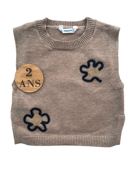 Pull en mailles, sans manche, taupe, Mayoral