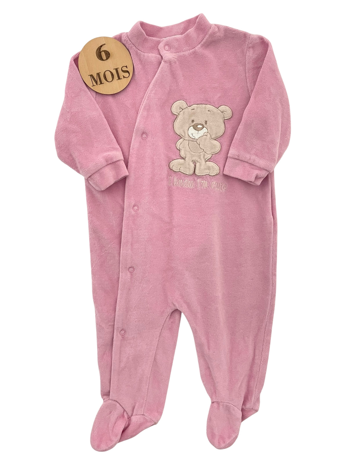 Pyjama velours rose, ourson, Barbouillage