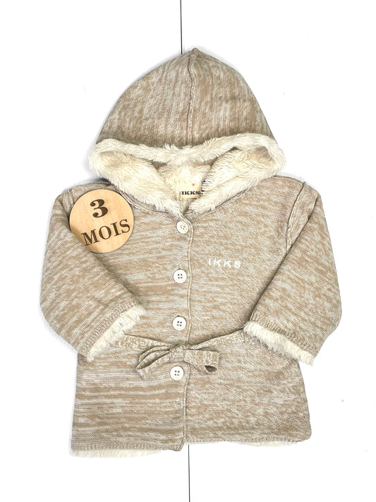 Manteau en mailles, fourré, crème, IKKS