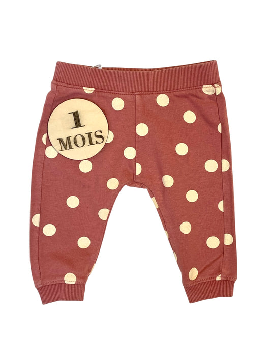 Pantalon vieux rose, à pois