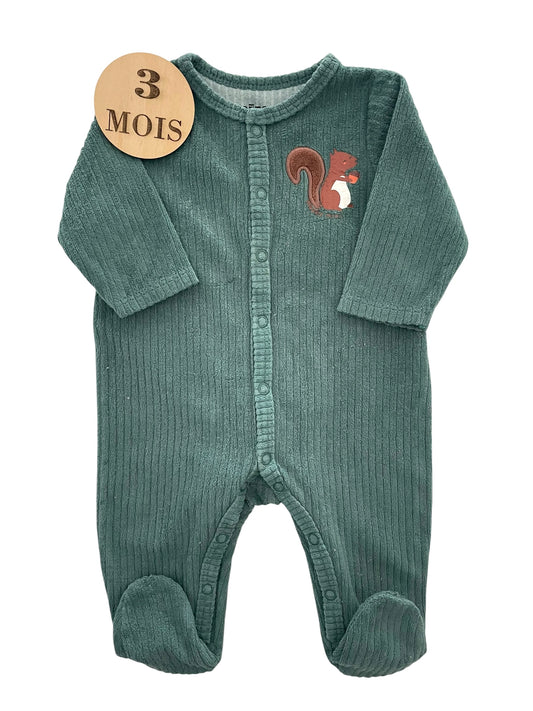 Pyjama velours vert, écureuil, Gémo