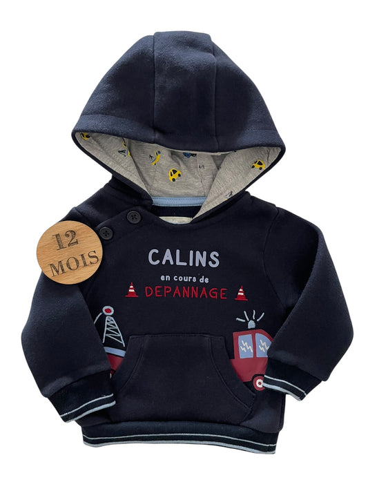 Sweat à capuche, bleu-marine, mes petits cailloux