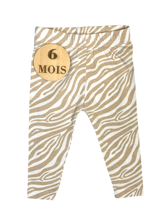 Legging beige et blanc, motif zèbre