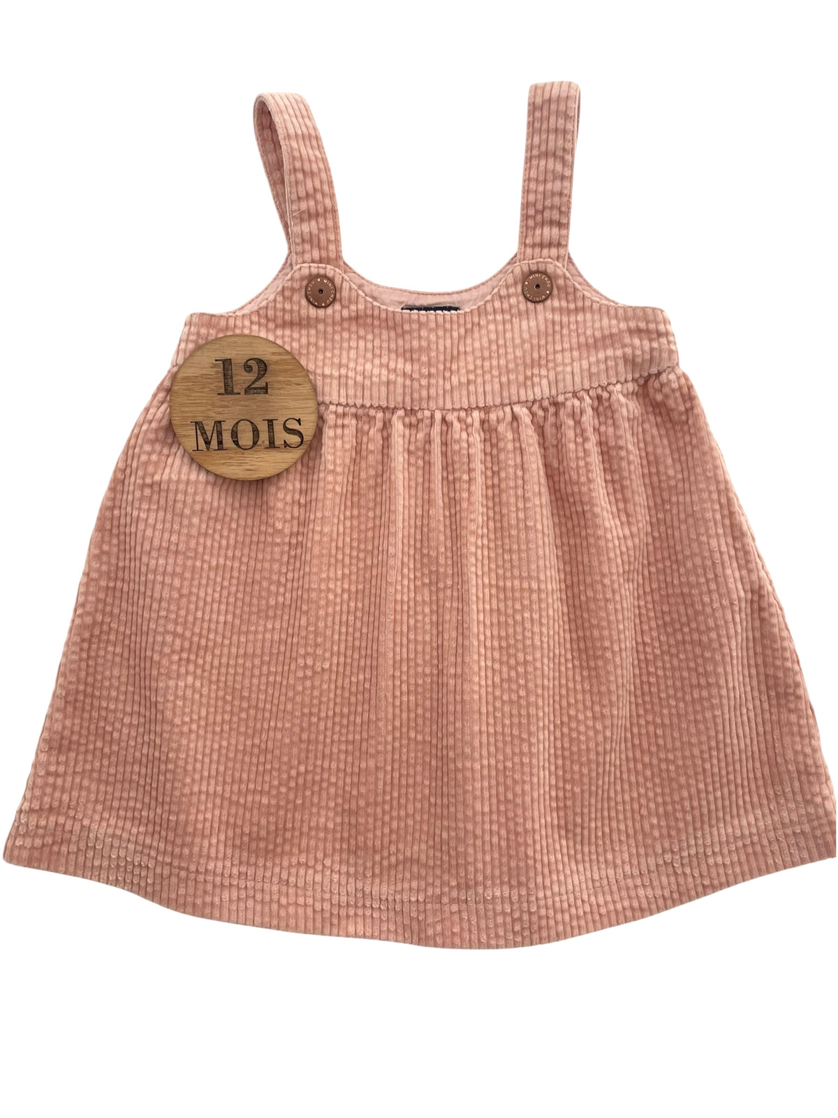 Robe salopette velours côtelé, rose, Kiabi