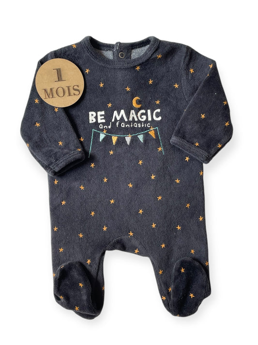 Pyjama velours, noir, Kiabi
