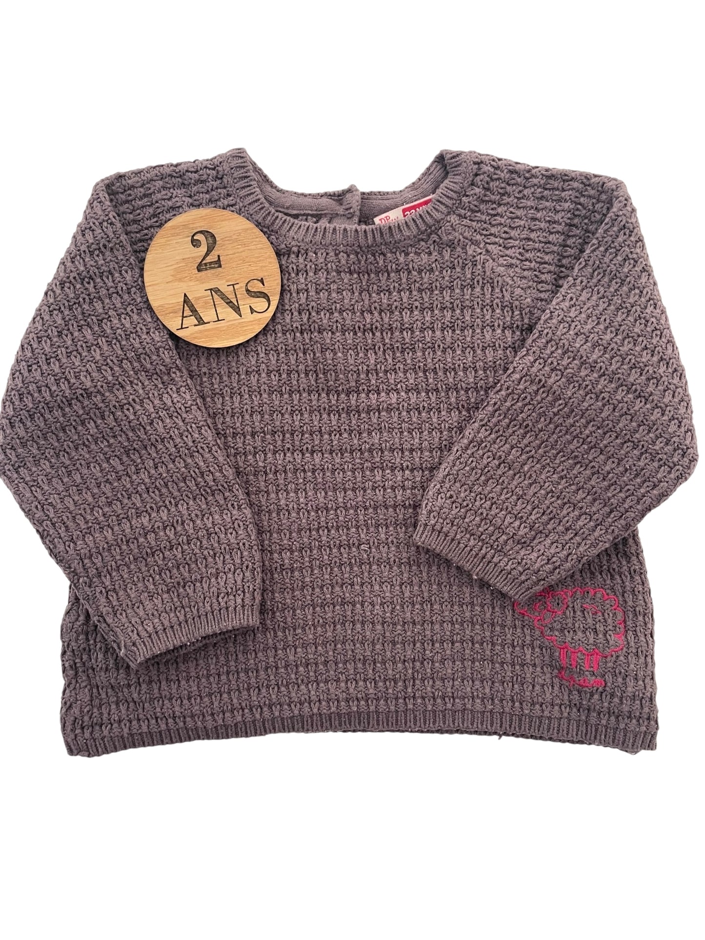 Pull en mailles, marron/gris, DPAM