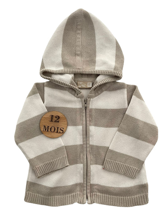Gilet rayé gris/beige, DPAM