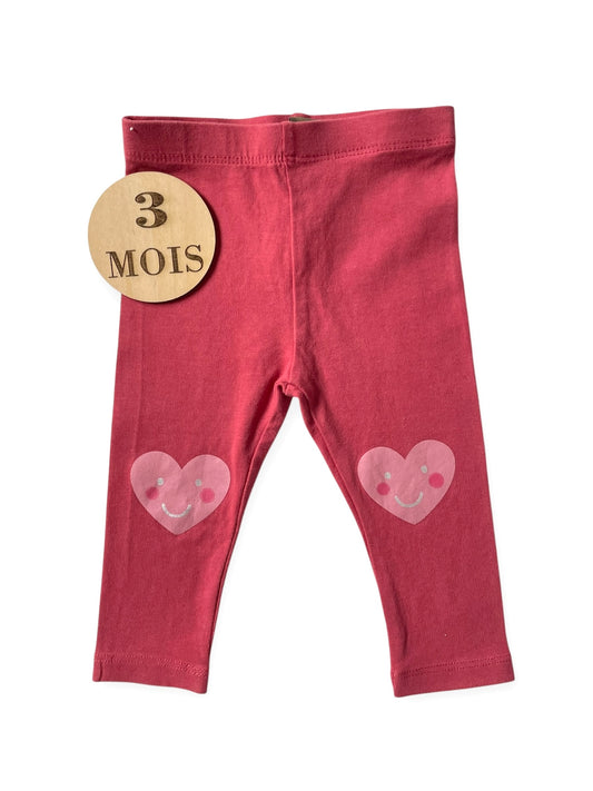 Legging rose, coeurs, Boite à Malices